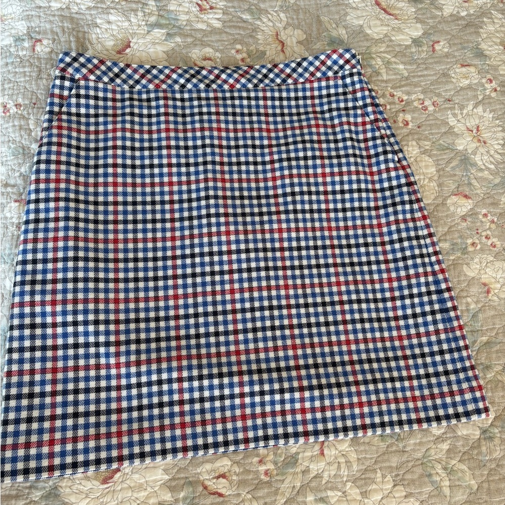 Talbots Checkered Mini Skirt - Blue, Red, White